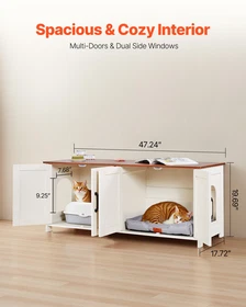 VEVOR Cat Litter Box Enclosure for Multi Cats, 47.2 in Hidden Litter Box Cabinet