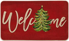 Artoid Mode Red Xmas Tree Christmas Welcome Doormat, Winter Home Decor Rug Door Artoid Mode Red Xmas Tree Christmas Welcome Doormat, Winter Home Decor Rug Door