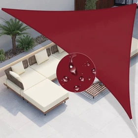 Red 5-24FT Waterproof Sun Shade Sail Garden Triangle  Pool Yard Cover ANti-UV