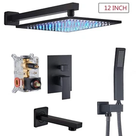 Shower Faucet Set Wall Mount Rainfall Shower Head Combo Tub Spout w/Mixer Valve Shower Faucet Set Wall Mount Rainfall Shower Head Combo Tub Spout w/Mixer Valve
