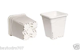 HydroFarm 5" 6" 7" 9" 12" White Square Pots Variation LIST / ALL SIZES AVAILABLE