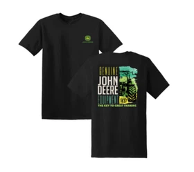 John Deere Fanatics Men's Black T-Shirt Key to Great Farming 100% Cotton