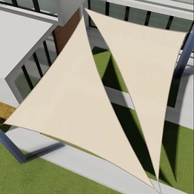 2-12 ft Right Triangle Sun Shade Sail Beige Shelter Cover Outdoor Pool Garden