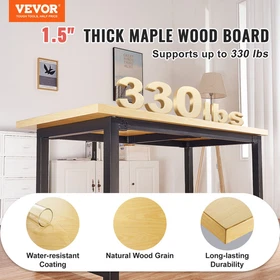 Wood Table Top - 47.2" x 29.5" x 1.5" One-Piece Maple Desktop for Office & Home