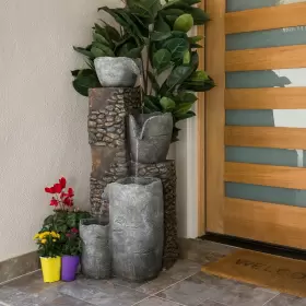 821559618603 ALPINE CORPORATION Tall Tier Stone Bowl