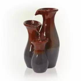 821559756060 ALPINE CORPORATION Tiered Glossy Ceramic Vase #2 821559756060 ALPINE CORPORATION Tiered Glossy Ceramic Vase #2
