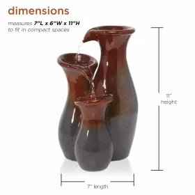 821559756060 ALPINE CORPORATION Tiered Glossy Ceramic Vase #3 821559756060 ALPINE CORPORATION Tiered Glossy Ceramic Vase #3