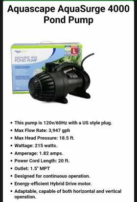 91019 AQUASCAPE Aquasurge Submersible Pond Pump