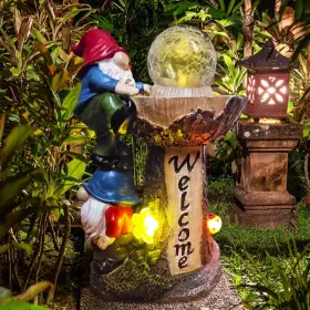 YIJIAYI-004 BINQIUU Garden Gnome Statues Outside Solar Led