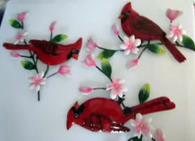 62883 COLLECTIONS ETC Cardinals Cherry Blossoms Wall Set
