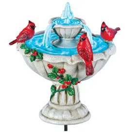 WP23-244 COLLECTIONS ETC Cardinal Holiday Fountain Sculpture