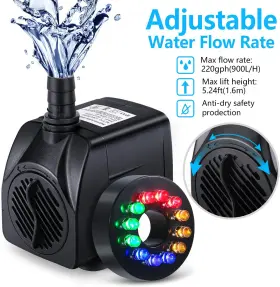 705353910326 CWKJ Fountain Pump Led Lights Submersible Water #3