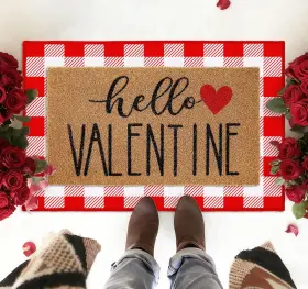F4545 FYSUIMU Door Mat Set Hello Valentine Valentineft