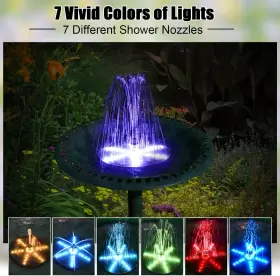 726084093492 GAIZERL Solar Bird Bath Water Fountain Pump #3