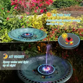 SP13D65 GAIZERL Solar Fountain Birdbath Colorful Lights #2