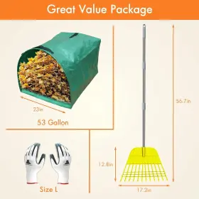GLS-Y1 GARDZEN Tines Gardening Leaf Rake Steel Handle #2