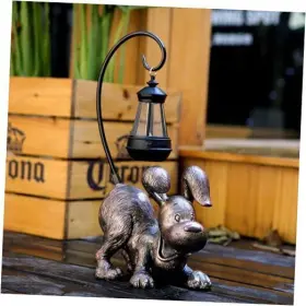 DOG-1 HNNPMM Laughing Figurine Solar Led Light Tall