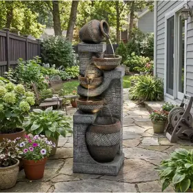 705353858765 MONADECOR Polyresin Tiered Fountain Led Light Pa