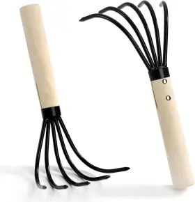 N-5TINECLAWRAKE-2P NICUNOM Pack Claw Rake Cultivator Wooden