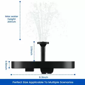 SEHYQLTYPQ24 PASSIONBILITY Solar Fountain Water Bird Bath #3