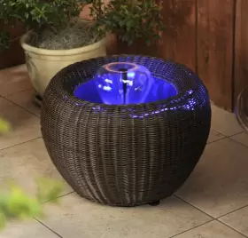 871980660009 POND BOSS Mocha Patio Wicker Urn Light #2 871980660009 POND BOSS Mocha Patio Wicker Urn Light #2