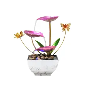 QYG-L012 QINGYINGGE Pink Desktop Fountain Led Waterfall Zen