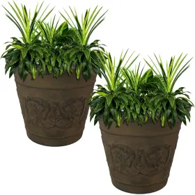 DG-813-2PK SUNNYDAZE DECOR Arabella Polyresin Planter Sable