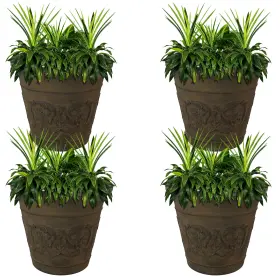 DG-813-4PK SUNNYDAZE DECOR Arabella Polyresin Planter Sable