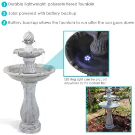 SL-0213-WHITE SUNNYDAZE DECOR Arcade Solar Fountain Battery #2 SL-0213-WHITE SUNNYDAZE DECOR Arcade Solar Fountain Battery #2