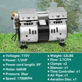 BEYSHAHFM9 TAUS Pond Aerator Oil Silent Air Compressor Timer #3