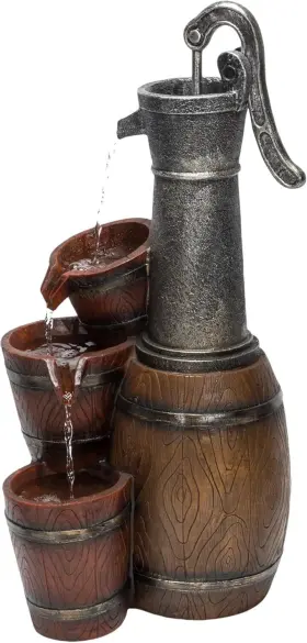 821559636218 UNBANDED Floor Farmhouse Barrel Fountain