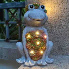 VY-0607 VIOYOUNS Frog Solar Garden Statues Succulent Led