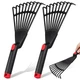 DECHOUS 2Pcs Small Hand Rake Garden Tool: Short Handle Plastic Black 