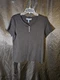 Karen Scott Women&rsquo;s Black Henley T-Shirt | Size L | 100% Cotton Short Sleeve