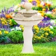 Resting Birds Ceramic Outdoor 2-Tier Water Fountain - White by Sunnydaze