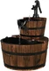 Topbuy 2-Tier Barrel Waterfall Rustic Cascade Fountain with Hand Pump &