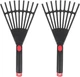 DECHOUS 2Pcs Small Hand Rake Garden Tool: Short Handle Plastic Black 